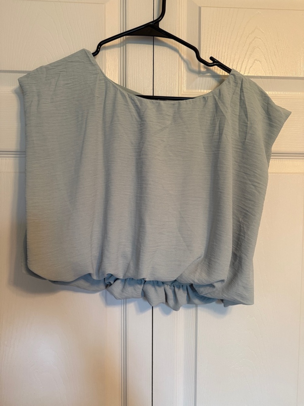 Light Blue Women's Elastic-Hem Crop Top